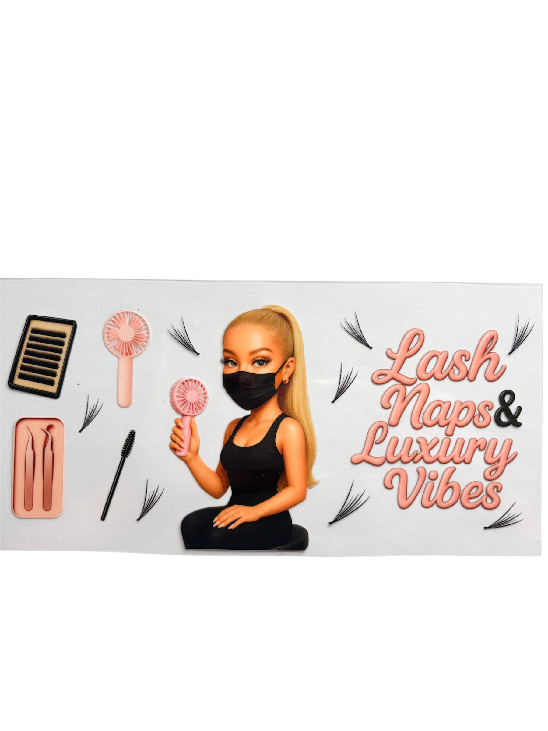 Lash tech blonde 16oz UV DTF wrap