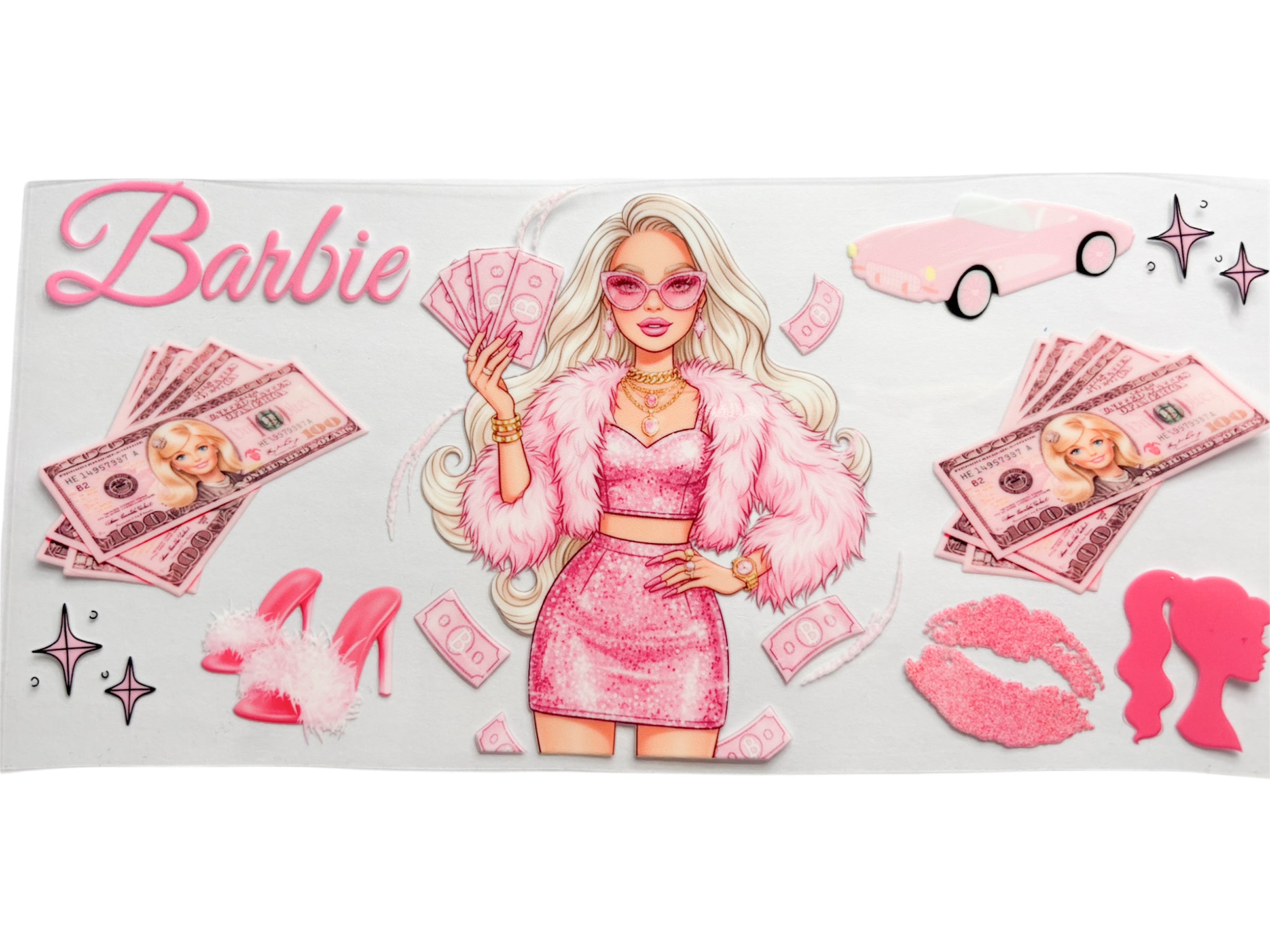 Barbie 16oz UV DTF wrap